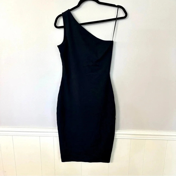 Susana Monaco One Shoulder Bodycon Dress in Black Women's Knee Length Size S NWT - Picture 2 of 10